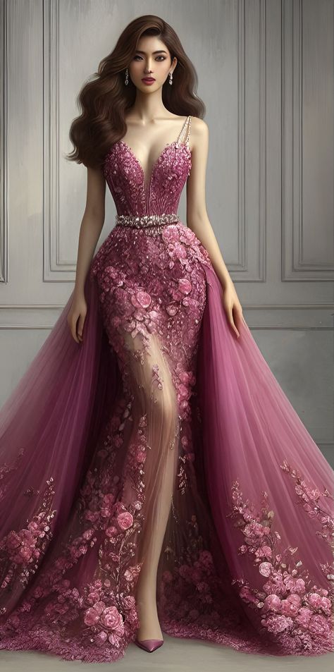 Dress style collection design ideas Made with AI @Copyright by អាណាចក្រសម្រស់ [[ Beauty Empire ]] 🇰🇭 Most Beautiful Dresses In The World, Classy Jumpsuit Outfits, Robes Glamour, Most Paused Movie Scenes, Bollywood Dress, Leaf Stencil, High Fashion Dresses, Fancy Gowns, Soiree Dress