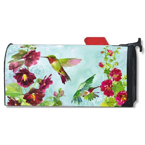 Mailbox Wraps, Painted Mailboxes, Steel Mailbox, Magnetic Mailbox Covers, Watercolor Hummingbird, Metal Mailbox, Floral Wreath Design, Mailbox Covers, Red Geraniums