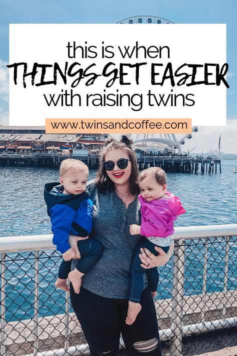 The truth about parenting twins is that it does get easier, but it also gets harder. Raising twins is not for the weak and here is when I think raising twins might get easier. #parentingtwins Baby Shopping Cart, Raising Twins, Baby Hammock, Newborn Schedule, Twin Life, Twin Toddlers, Expecting Twins, Christmas Pregnancy Announcement, Baby Education