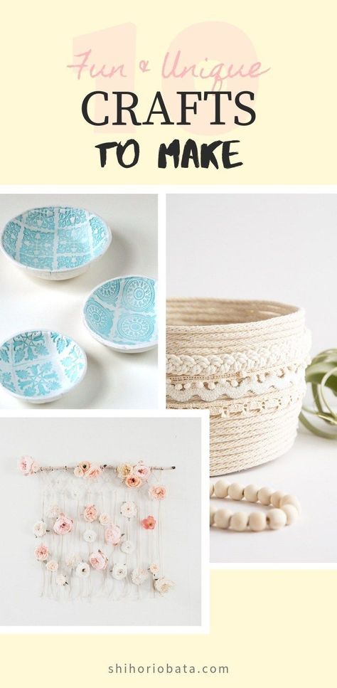 10 Fun & Unique DIY Craft Ideas to Make #diy #crafts // a list of 10 unique crafts to make for your home and space Boy Diy Crafts, Diy Tapestry, Cheap Diy Crafts, Diy Craft Ideas, Fabric Flower Tutorial, Diy Crafts For Adults, Diy Stamp, Fabric Flowers Diy, Crafts To Make And Sell