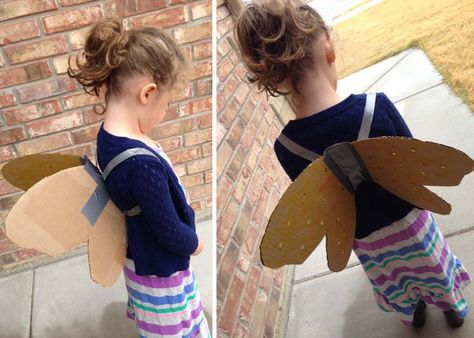 Cardboard Duct-Tape Fairy Wings Diy Fairy Wings Cardboard, Butterfly Wings Cardboard, Book Fairy Wings Diy, Wing Shapes Fairy, Sew Fairy Wings, Diy Carnaval, Diy Butterfly Costume, How To Make Wings, Bows Ideas