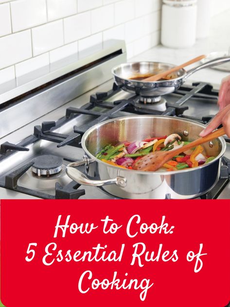 Learning how to cook or want to be a better chef? Here are 5 essential rules to cooking. A great way to get started in the kitchen! How To Cook Like A Chef At Home, Kitchen Skills, Kitchen Time, Food Info, Simple Kitchen, Best Chef, Cooking Basics, Kitchen Humor, Cooking Skills