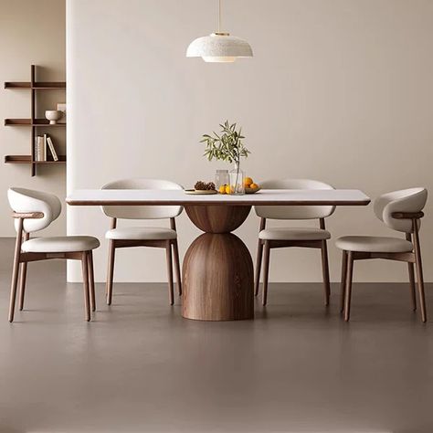 7 - Piece Pedestal Dining Set Modern Italian Dining Room, Dinig Room, Italian Dining Room, Dining Area Design, Kitchen Dining Sets, White Wings, Solid Wood Table, Dining Table Design, Dining Sets