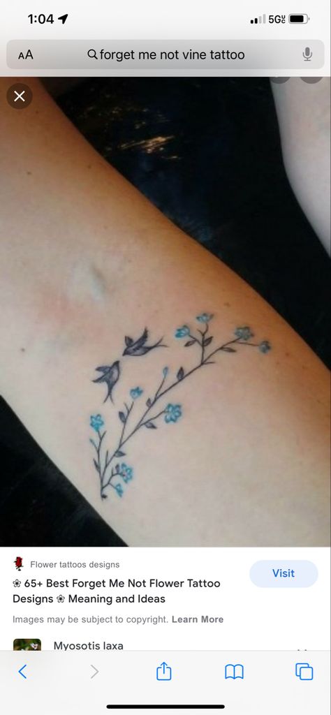 Bird And Vine Tattoo, Pussywillow Tattoos, Watercolor Wrist Tattoo, Blue Jay Tattoo, Forget Me Not Tattoo, Bird Tattoos Arm, Bluebird Tattoo, Bird Tattoo Wrist, Vine Tattoo