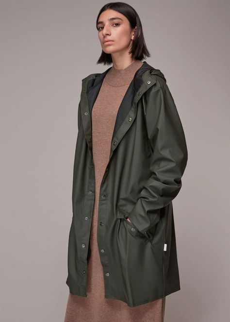 Rains Long Jacket, Green Raincoat, Rain Coat, Long Jacket, The Seasons, Green Jacket, Lovely Colors, Parka, Fitness Fashion