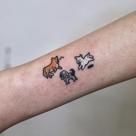 Cute small dog tattoo- pet portrait tattoo Minimal Pet Tattoo, Delicate Pet Tattoo, Stuffed Dog Tattoo, Silly Dog Tattoo, Small Dog Portrait Tattoo, Small Pet Portrait Tattoo, Unique Tattoos Black Women, Small Dog Tattoos, Cute Small Dogs