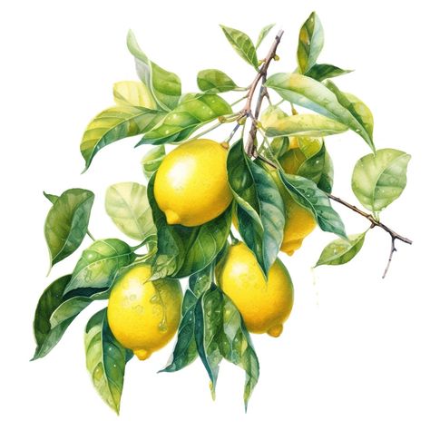 Lemon Clipart, Lemon Watercolor, Personalized Greeting Cards, Craft Stash, Digital Archives, Wonderful Picture, Decorate Notebook, Junk Journaling, Vintage Painting