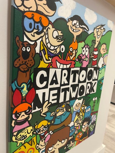 Cartoon Characters Bedrooms, Cartoon Network Paintings, Cartoon Character Paintings On Canvas, Wall Painting Ideas Creative Cartoon, Acrylic Painting Cartoon Characters, Cartoon Network Paintings Canvas, Old Cartoon Network, 2000s Cartoons, Collage Book