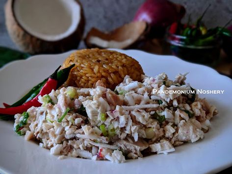 Kelaguen Chicken Kelaguen, Delicious Chicken Salad, Chicken Salad Recipe, The Marshall, Grated Coconut, Marshall Islands, Delicious Chicken, Chicken Salad Recipes, Yum Yum Chicken