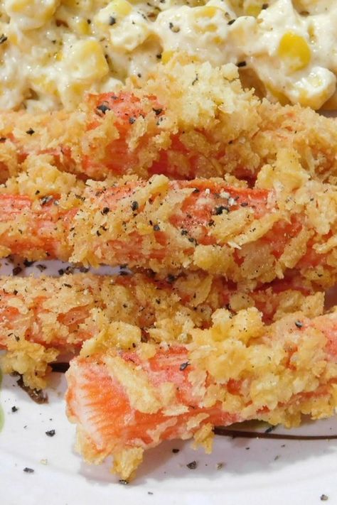 Fried Crab Sticks, Fake Crab, Panko Recipes, Fried Crab, Crab Sticks, Scrambled Eggs Recipe, Crab Stick, The Crab, Shallow Bowl