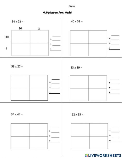 Multiplication Box Method, Box Method Multiplication, Free Printable Multiplication Worksheets, Area Model Multiplication, Multiplication Worksheet, Area Model, Math Pictures, Multiplication Problems, Scientific Notation