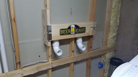 Bar Build Part 2: 8-tap Through-the-Wall Keezer | HomeBrewTalk.com - Beer, Wine, Mead, & Cider Brewing Discussion Community. Wall Beer Tap, Beer Tap Wall, Kegerator Diy, Foam Insulation Board, Tap Wall, House Pantry, Keg Tap, Wall Mounted Bar, Basement Office