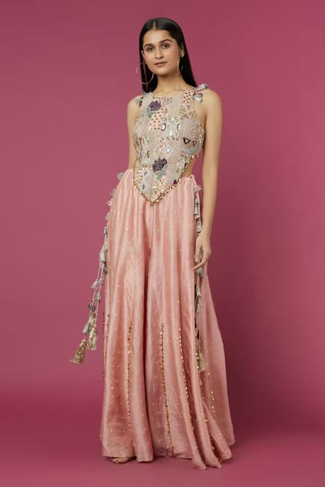 MRUNALINI RAO Embroidered Cape & Printed Lehenga Set $1,314 Payal Singhal Lehenga, Payal Singhal Outfits, Sangeet Outfit Indo Western, Aza Fashion Outfits 2023, Trending Indian Dresses, Mehandi Outfit, Silk Sharara, Haldi Ceremony Outfit, Mehndi Outfit