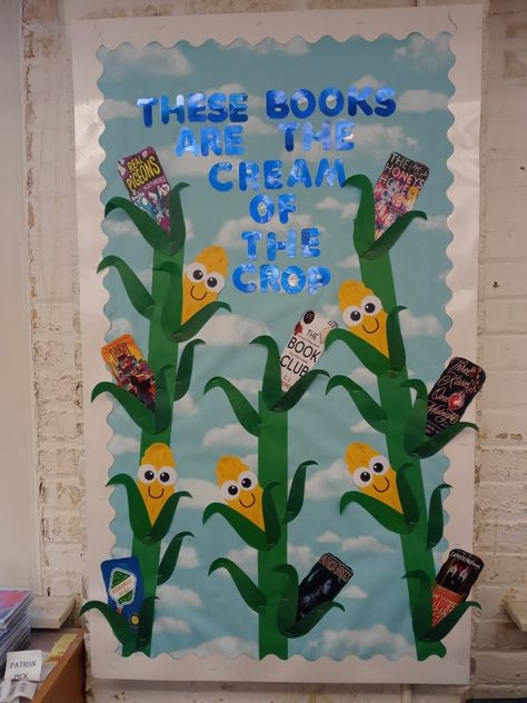 Cream of the Crop Bulletin Board Cream Of The Crop Bulletin Board, School Library Bulletin Boards, Library Bulletin Board, Library Bulletin Boards, Bulletin Board Display, Library Ideas, School Library, Bulletin Boards, Bulletin Board