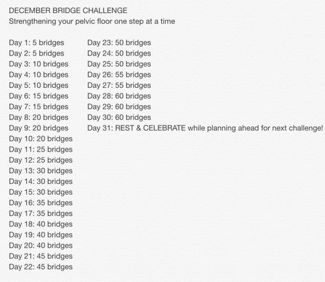 Bridge Challenge 30 Day, Glute Bridge Challenge, Bridge Challenge, Mom Pooch, Weak Core, Workout Challenges, Mummy Tummy, Diastasis Recti Exercises, Month Of December