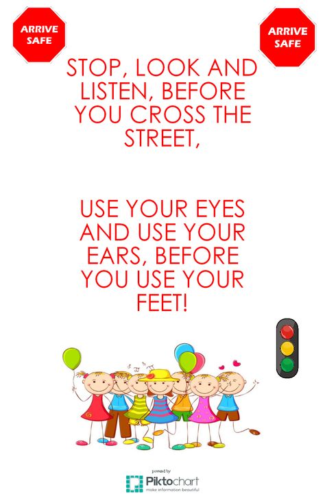 STOP, LOOK AND LISTEN POEM FOR CHILDREN! Classroom Board Ideas, Road Safety Tips, Teaching Safety, Safety Rules For Kids, Kindergarten Poems, Safety Slogans, Home Poem, Rhyming Poems, Rules For Kids