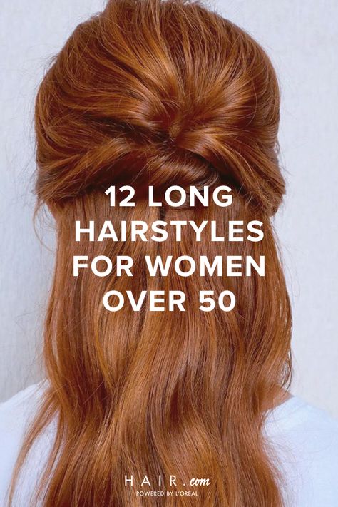 Styles For Women Over 50, Long Hair Older Women, Long Hairstyles For Women, Hair Formal, Long Hair Ponytail, Up Dos For Prom, Hoco Hair Styles, 50 Hair, Short Hair Lengths