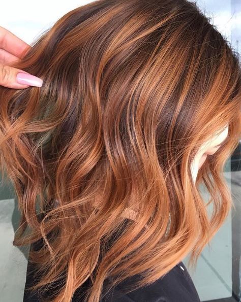 20 Red-Hot Hair Colors and Styles - Color - Modern Salon Highlights Brown Hair Short, Highlights Brown Hair Balayage, Rambut Brunette, Brown Hair With Caramel Highlights, Wedding Hair Colors, Hot Hair Colors, Caramel Hair, Hair Color Auburn, Red Highlights