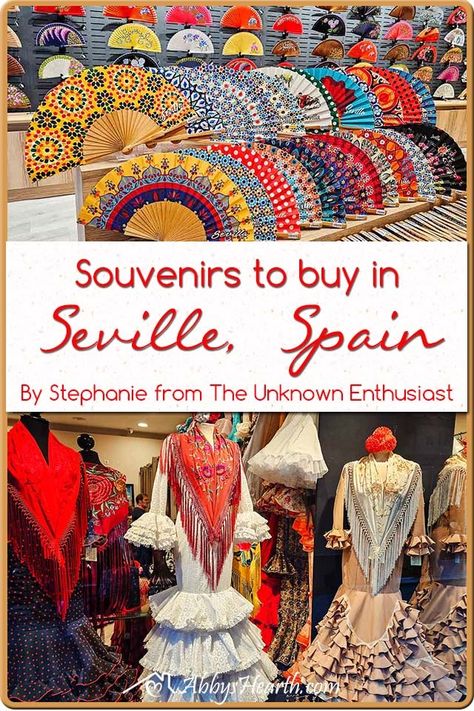 Pinterest images of hand painted fans and flamenco dresses displayed in a shop in Seville. Seville Spain Souvenirs, Seville In December, Souvenirs From Spain, Seville Shopping, Seville Spain Aesthetic, Seville Spain Outfits, Seville Spain Travel, Spain Winter, Spain Travel Outfits