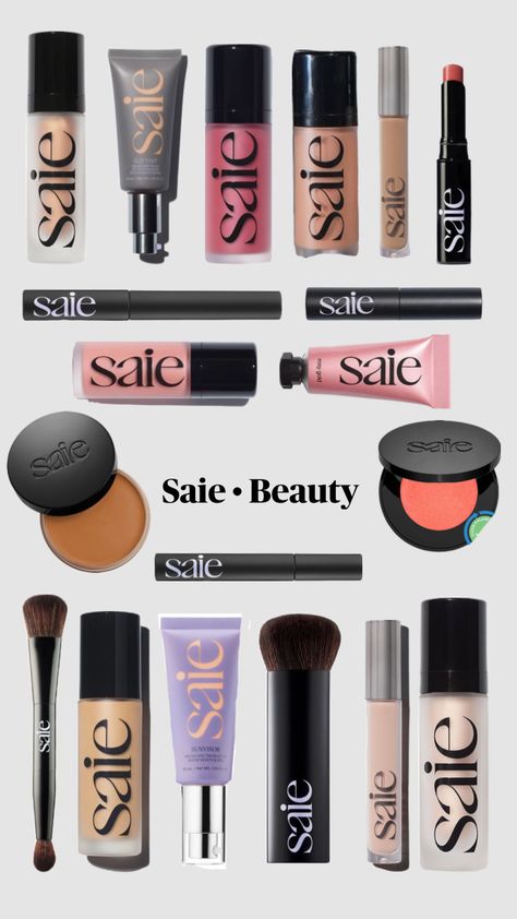 #saie #saiebeauty #sunglow #beauty #makeupproducts #skincare #sephroa #makeuproutine #makeupbag #cosmetics Saie Beauty Foundation, Saie Beauty Aesthetic, Saie Makeup Products, Makeup Usa, Room Makeup, Usa Makeup, Skincare Lifestyle, Daily Beauty Tips, Viral Products