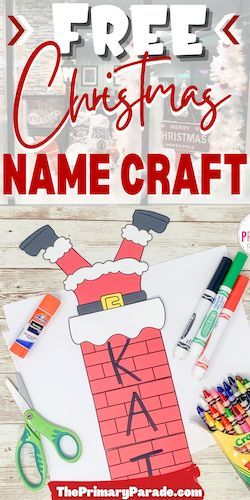 Santa name craft North Pole Crafts For Preschool, Christmas Name Recognition Activities, Santa Projects For Preschoolers, Santa Literacy Activities Preschool, Christmas Name Crafts For Kids, Letter K Christmas Craft, Santa Ornaments Diy For Kids, Preschool Santa Activities, Christmas Present Craft Preschool