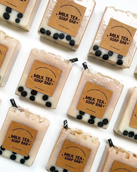 This classic milk tea soap bar is 100% handmade with only vegan ingredients. Each soap bar is love made in every cut and scented with warm sugar fragrance oil. Leave every shower feeling refreshed and rejuvenated! Your classic milk tea soap order is designed with: ⭐ Black soap boba balls ⭐ Floating ice cubes made from glycerin melt & pour ⭐ A black boba straw that can be removed before use. Classic Milk Tea, Boba Balls, Boba Bar, Boba Straw, Tea Soap, Boba Milk Tea, Handmade Soap Recipes, Boba Milk, Sushi Party