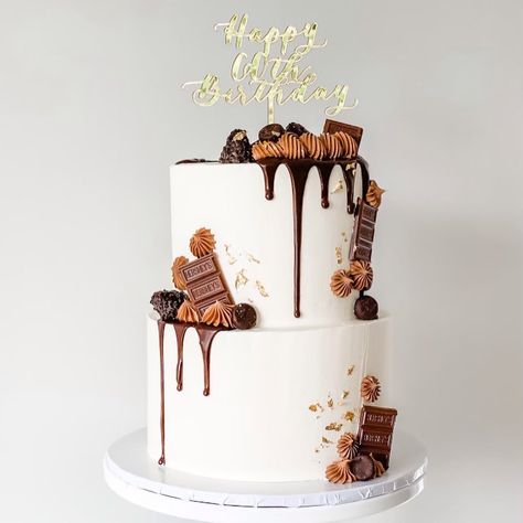 Mens Cakes Ideas, Chocolate Cake Two Tier, Simple Tiered Cake, Two Tier Cake For Men, 2 Tier Drip Cake, Birthday Tier Cake, Two Tier Chocolate Cake, Aesthetic Chocolate Cake, Men Cakes