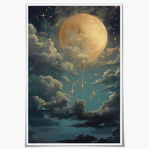 PRICES MAY VARY. Vintage Enchanting Celestial Moon Canvas Wall Art Oil Painting Dark Academia Night Sky Gothic Moon aesthetic postersWall Art：Vintage Enchanting Celestial Moon Canvas Wall Art Oil Painting Dark Academia Night Sky Gothic Moon aesthetic posterspictures wall decor Poster Measuring at 08x10/12x16/16x24/24x36/ inches You can choose canvas unframed wooden frame mounting or black frame mounting with advanced modern decoration. Vintage Enchanting Celestial Moon Canvas Wall Art Oil Painti Night Sky Nursery Mural, Planet Wall Art, Dark Academia Night, Moon Celestial Art, Moon Art Painting, Star Paintings, Vintage Celestial Art, Moon Painting Acrylic, Aesthetics Posters