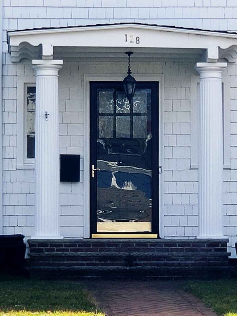 Storm Doors versus Curb Appeal - OldHouseGuy Blog Farmhouse Front Door With Storm Door, Front Door With Storm Door Ideas, Black Front Door With Storm Door, Aluminum Storm Doors, Wood Storm Doors, Glass Storm Doors, Black Exterior Doors, Beautiful Front Doors, Storm Doors