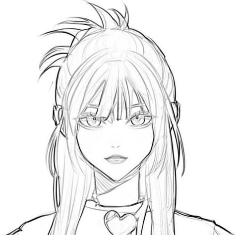 Ai art, art, character, karakter, anime, girl, icon, lineart, line art, coloring base Bangs Drawing Anime, Bangs Hairstyles Drawing Reference, Anime Bangs Tutorial, Female Bangs Drawing, Anime Bangstyle Hair, How To Draw Hair With Bangs, How To Draw Bangs Hairstyles, Side Bangs Drawing, Hime Cut Drawing