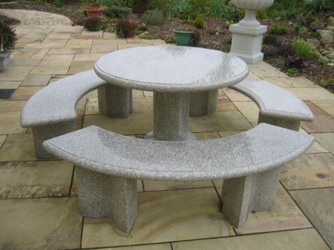 granite garden seating Granite Furniture, Granite Table, Outdoor Stone, Granite Colors, Stone Table, Stone Bench, Garden Table And Chairs, Stone Dining Table, Table Bench