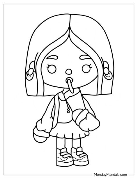 24 Toca Boca Coloring Pages (Free PDF Printables) How To Draw A Toca Boca Character, Toca Boca Colouring Pages, Coloring Pages Toca Boca, Paper Doll Coloring, Toca Boca Coloring Pages, Stitch Coloring Pages, Earth Day Crafts, Free Coloring Sheets, Printable Coloring Book