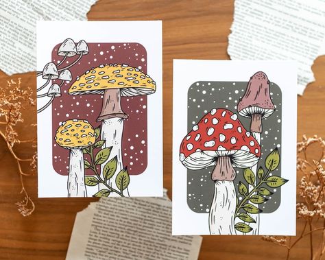 🍄 A6 Postcards with a whimsical toadstool design! Green or Brown.  Printed on 350 grams quality paper. With or without an envelope.  Available as a single card or a set of 2! Yellow Mushroom, Green Envelopes, Magic Forest, Book Icons, Brown Envelopes, Post Cards, Creating Art, Card Set, Green Yellow