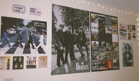 My Beatles wall is complete🤩🤩 Beatles Room Aesthetic, The Beatles Bedroom, Beatles Room Decor, Beatles Bedroom, Coco Aesthetic, Beatles Room, Sahlo Folina, Beatles Fashion, Rock Room