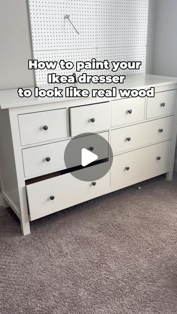 Home finds and DIYs  - Emilie on Instagram: "Faux wood finish for the win ❤️

This shiny white Ikea dresser is now a warm wood finish! Comment ‘wood’ for the supplies. 

Here’s a streamlined guide to using @retiqueliquidwood on an IKEA dresser for a wood-finish upgrade #sponsored:

Materials:
- Retique It Liquid Wood& Gel Stain
- Paintbrushes
- 220-grit sandpaper
- Polyurethane/topcoat
-shellac primer

Steps:

1. Prep: 
 - Clean the dresser, sand lightly with 180-220-grit sandpaper, then wipe away dust. Apply a shellac topcoat if your surface is shiny. 

2. First Coat: 
 - Stir and apply a thin, even coat of Liquid Wood with a brush, following the direction of the wood grain (horizontal for drawers, vertical for sides). 
 - Dry for 2 hours.

3. Second Coat: 
 - Apply a second coat of Liqui White Ikea Dresser, Stain Ikea Furniture, Wood Gel Stain, Retique It Liquid Wood, Retique It, Liquid Wood, Faux Wood Finish, Dresser Refinish, Laminate Furniture