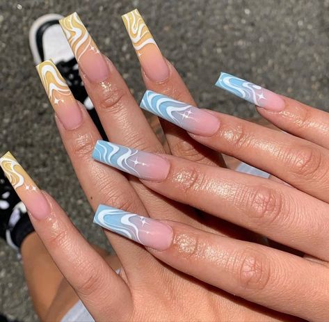 ✨✨✨ Pink Acrylic Nail Designs, Baby Blue Nails, Graduation Nails, Diva Nails, Nude Nail Designs, Unique Acrylic Nails, Pink Acrylic Nails, Yellow Nails, Dope Nails