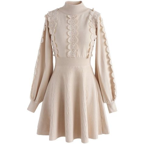 Staple Clothes, Cream Knitted Dress, Clothes Pieces, White Knit Dress, Macrame Dress, Dress Cream, Church Outfits, Luxury Dress, Retro Dress