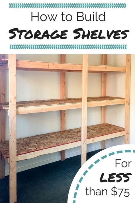 Get your garage, basement or shed organized with this inexpensive storage shelving! Free woodworking plans at The Handyman's Daughter! | easy storage shelves | easy woodworking project | cheap storage idea | garage organization | garage storage | basement organization | basement storage Build Storage Shelves, Organization Basement, Garage Kasten, Storage Basement, Shed Shelving, Organization Garage, Basement Organization, Diy Storage Shelves, Garage Storage Shelves