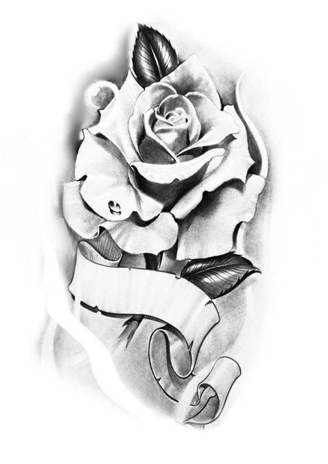 Rose And Banner Tattoo Design, Rose Flower Sketch, Commercial Background, Banner Tattoo, Octopus Tattoo Sleeve, Memorial Tattoo Ideas, Rose Tattoo Stencil, Gladiator Tattoo, Bio Organic Tattoo