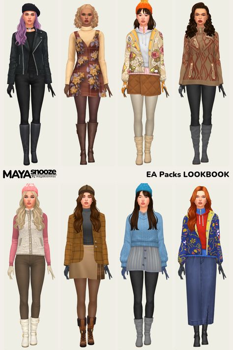 Needs EA Packs/ MOD-FREE/ CC Hairs by SimsTrouble and JohnnySims. Sims 4 Outfits No Cc, Sims Fits, Sims4 Outfits, Futuristic Character Design, Sims4 Lookbook, Sims Family, Ts4 Lookbook, Sims 4 No Cc, Cc Lookbook