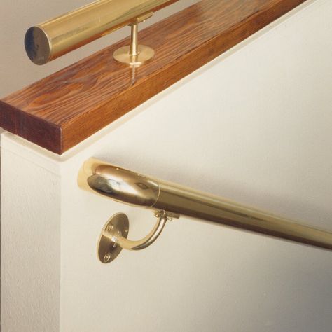 Lido Designs Radius Wall Return | Wayfair Brass Handrailing, Brass Handrail Stairs, Brass Tipping Rail, Wall Mounted Stair Handrail, Wall Mounted Handrail Brass, Kitchen Rail, Modern Fireplace Ideas Living Rooms, Kitchen Rails, Metal Railing