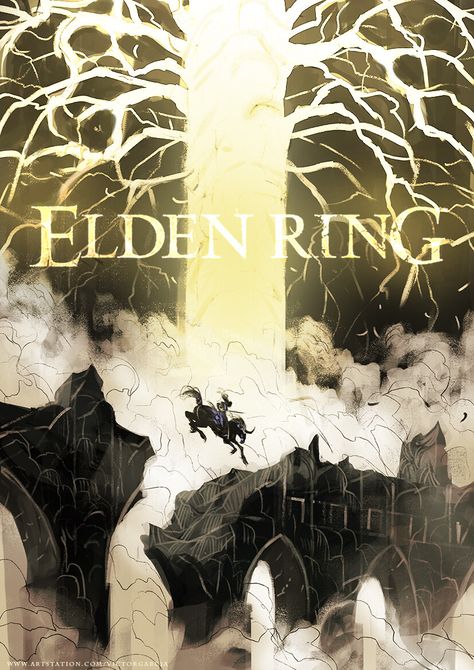 ArtStation - ELDEN RING -FANART- POSTER, Victor Garcia Video Game Poster Art, Victor Garcia, Iconic Poster, Video Game Posters, Fan Poster, Dark Souls Art, Dragon Warrior, Elden Ring, Soul Art