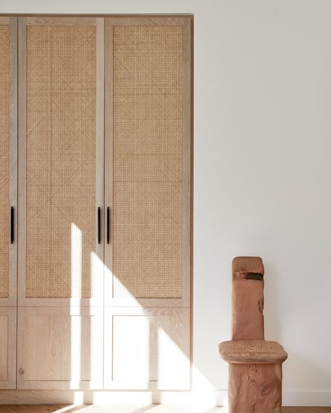 Hand-woven straw tufts accent the joinery, introducing a tactile contrast to the smooth and stained wood finish. Styling: @atelier_lab_ Photography: @dave_wheeler #studiogeorge #interiordesign #interiorarchitecture French Rustic, Luxury Contemporary, Curated Design, Local Design, One Bedroom, Soft Furnishings, Contemporary House, Modern Interior, Interior Architecture