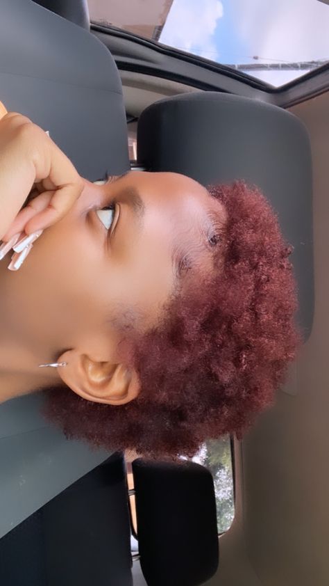 Short Dyed Natural Hair, Short Hair Ginger Color, Short Afro Dyed Hair, Pretty Hair Color For Short Hair, Natural Dyed Hair Black Women, Hair Dye Colors For Black Women, Short Dyed Hair Black Women, Dyed Short Natural Hair, Dyed Natural Hair For Black Women