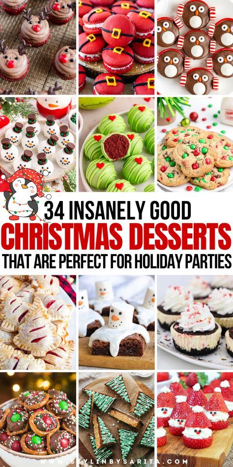 Make sure everyone has a very merry Christmas this year by making the sweetest treats. Here are 34 insanely good and festive Christmas desserts that'll guarantee compliments! Christmas Fun Treats, Christmas Snack Desserts, Giving Plate Ideas Treats, Favorite Christmas Treats, Fun Christmas Party Desserts, Party Desserts Christmas, Christmas Shaped Desserts, Festive Treats Christmas, Christmas Sweet Treat Ideas