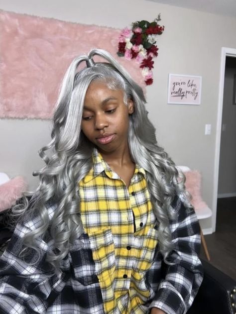 Lace Wigs Styles, Black Hair Inspiration, Teenage Hairstyles, Frontal Wig Hairstyles, Long Human Hair Wigs, Grey Hair Styles For Women, Hair Twist Styles, Cool Braid Hairstyles