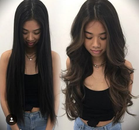 Dark Brown Hair Balayage, Balayage Hair Caramel, Long Hair Highlights, Black Hair Balayage, Dark Brunette Hair, Hair With Highlights, Brown Hair Inspo, Brunette Hair With Highlights, Black Hair With Highlights