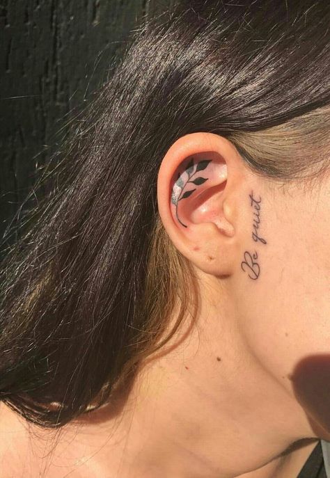 In Front Of Ear Tattoos For Women, Small Face Tattoos For Women By Ear, Inside Ear Tattoos For Women, Tiny Face Tattoos For Women, Inner Ear Tattoos For Women, Tattoo In Front Of Ear, Sideburn Tattoo Women, In Front Of Ear Tattoo, Side Of Ear Tattoo