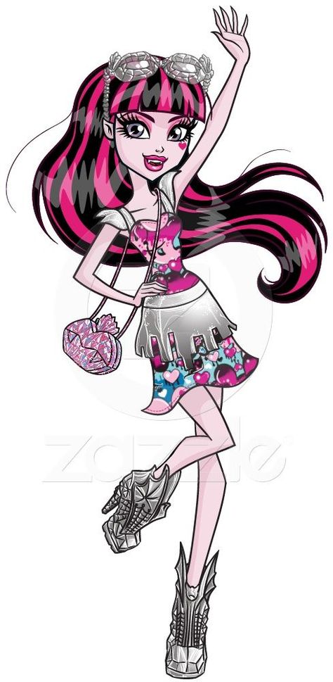 Monster High: Draculaura! Draculaura is the daughter of Dracula. Unlike most vampires, she is vegan and prefers not to drink blood. She is incredibly sweet and friendly, and always eager to make others happy. Her pet is a bat named Count Fabulous. Boo York, Ghoul School, Tae Bo, Monster High School, Arte Monster High, Monster High Pictures, Moster High, Catty Noir, Love Monster