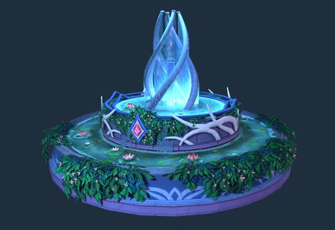 "Suramar Inspired Fountain" by Emily Faye McLeod Fantasy Fountain Art, Fountain Concept Art, Hogsmeade Aesthetic, Fantasy Fountain, Storyboard Tips, Magical Fountain, Minecraft Steampunk, Magic Fountain, Pink Car Accessories